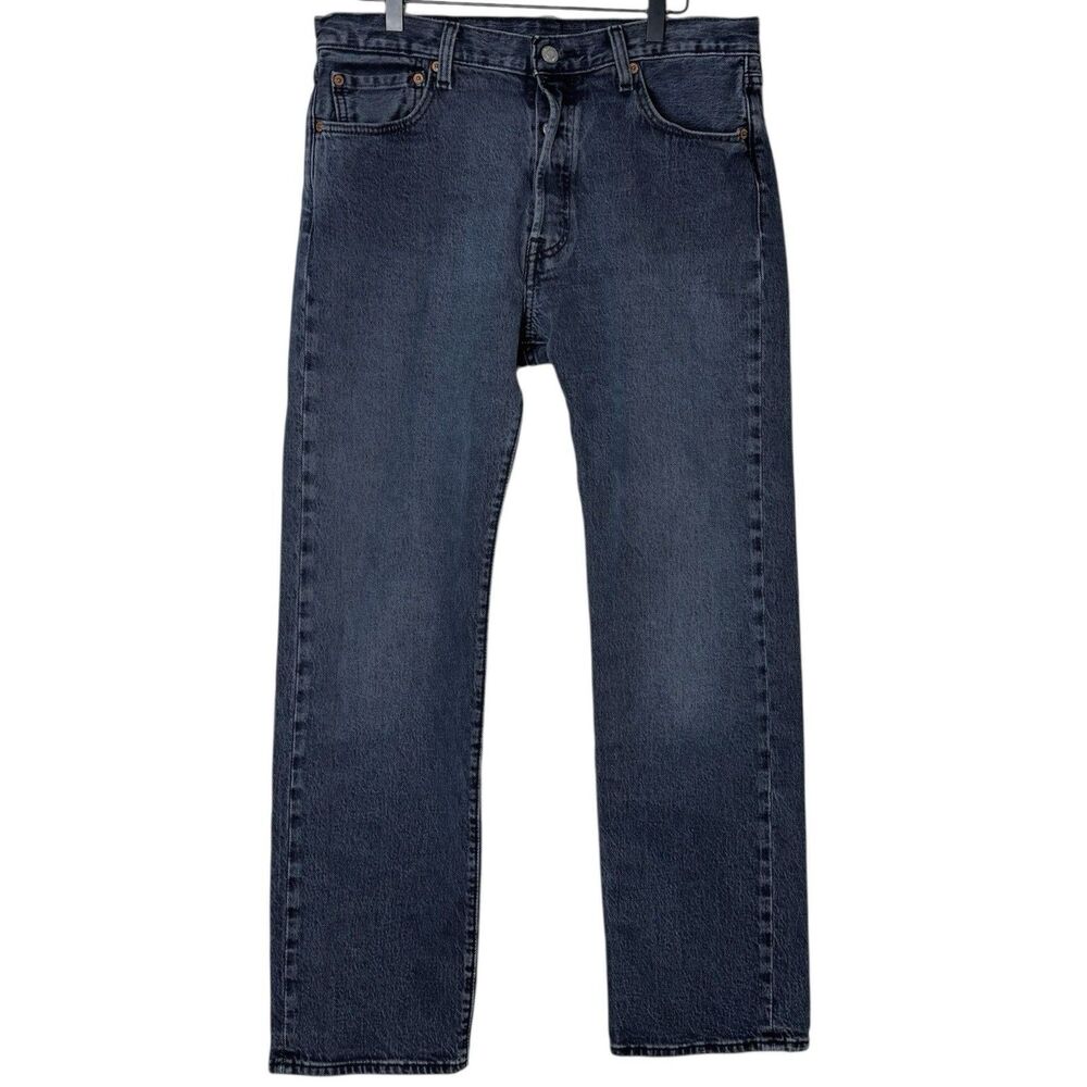 Levi's 501‎ Jeans Mens 34x32 Black Faded Button Fly Original Fit Straight Denim